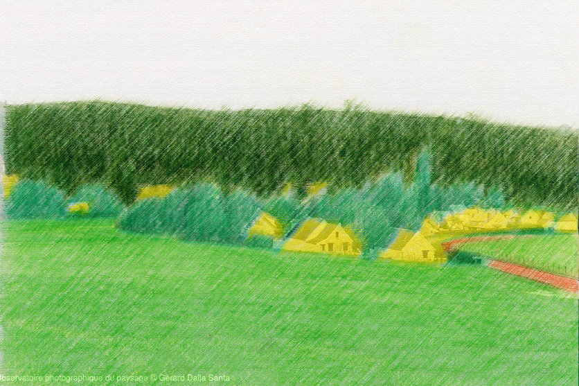 Proportions habitations, végétation, routes et chemins.