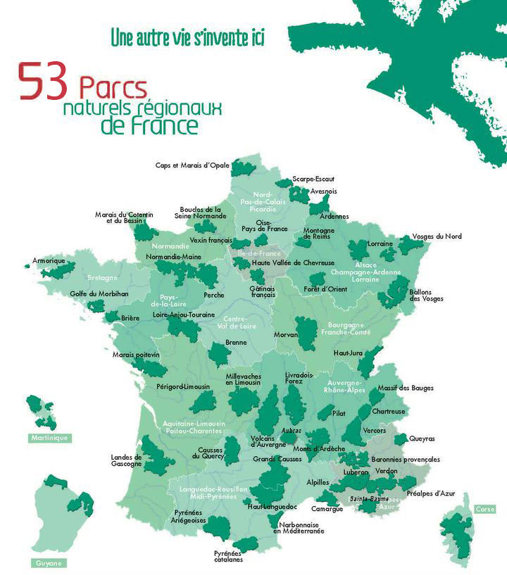 carte des parcs naturels de france