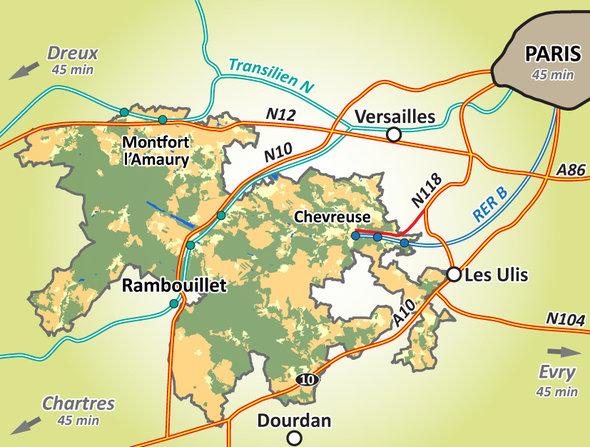 Carte des accès à la Vallée de Chevreuse 